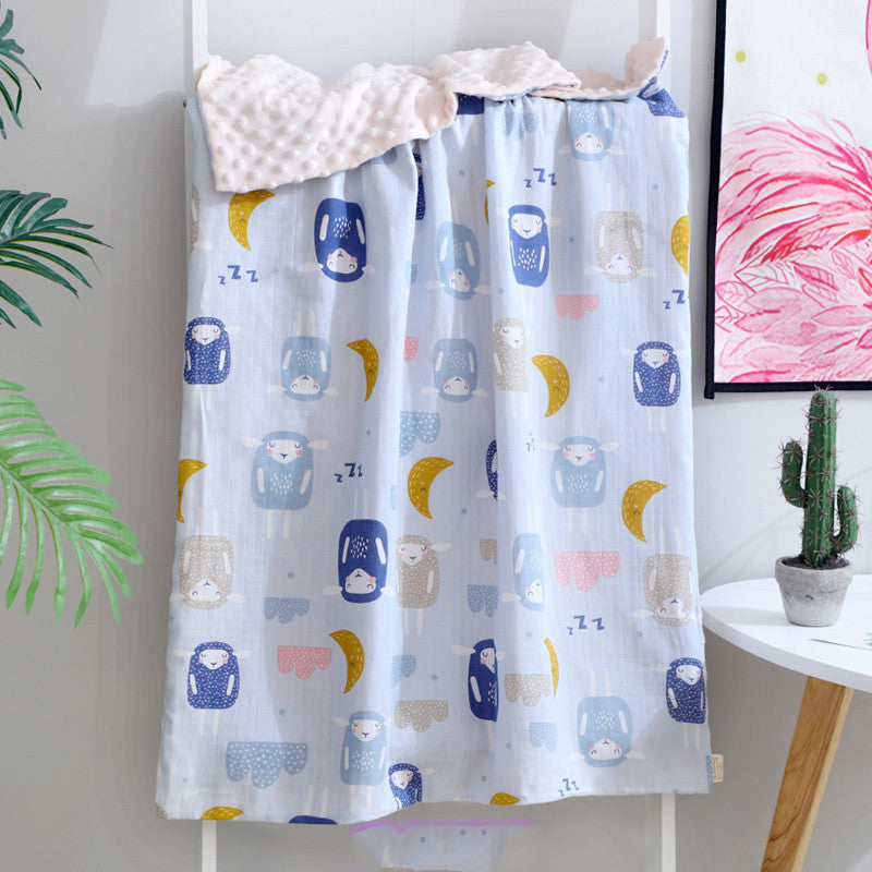 KTX-321875 Baby Soothing Beanie Blanket - 70x110cm Cotton and Polyester Quilt with Adorable Animal Designs