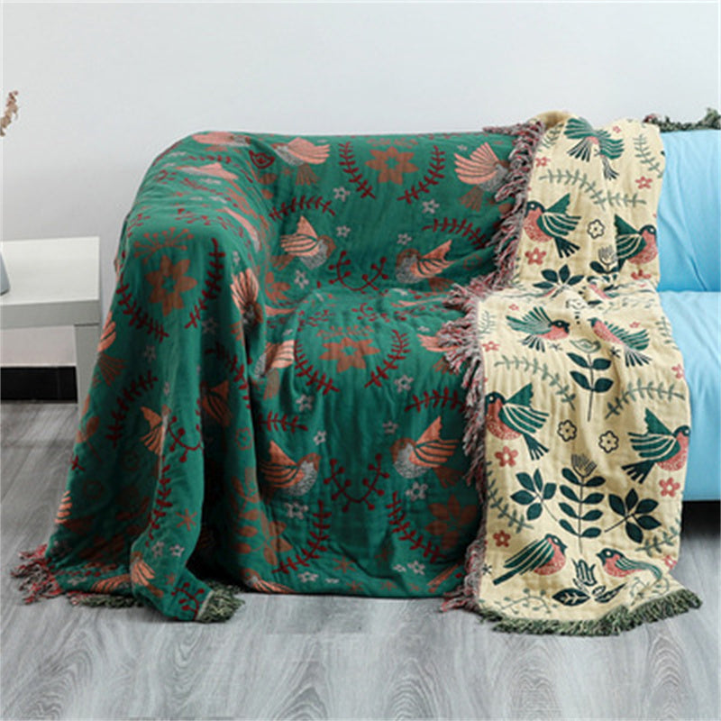 KTX-322195 Bohemian Cotton Jacquard Sofa Cover Blanket for All Seasons