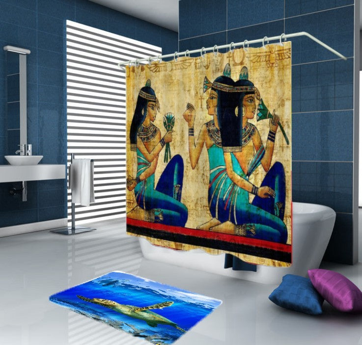 KTX-322579 Egyptian Themed Shower Curtain Featuring Artistic Girl Design