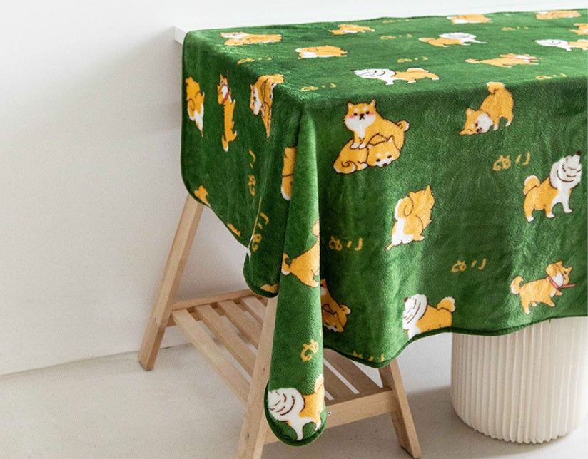 KTX-322707 Cozy Flannel Firewood Blanket with Shiba Inu Design - 160x120cm