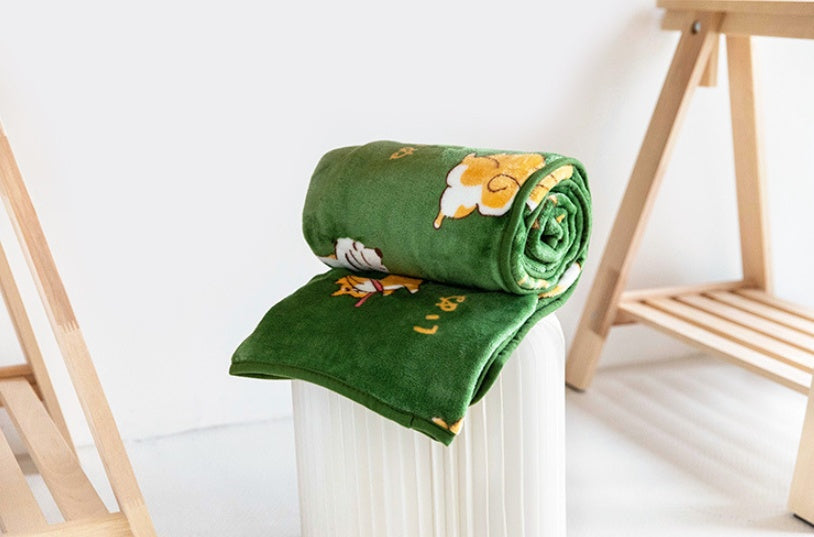 KTX-322707 Cozy Flannel Firewood Blanket with Shiba Inu Design - 160x120cm