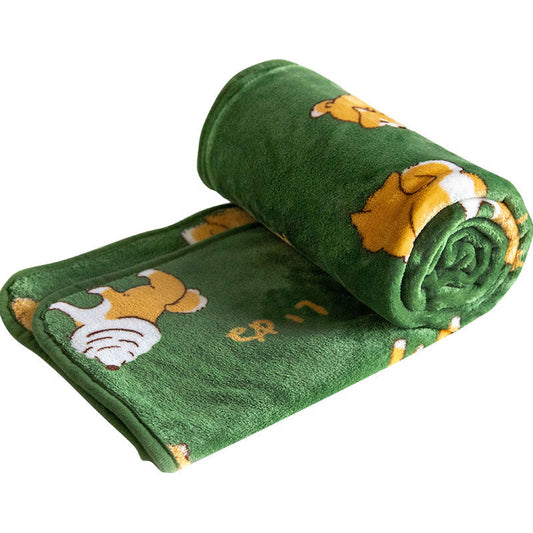 KTX-322707 Cozy Flannel Firewood Blanket with Shiba Inu Design - 160x120cm