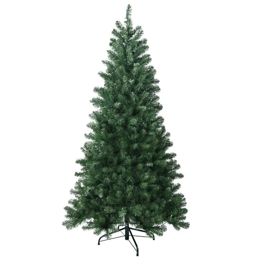 KTX-329235 9ft Pre-Lit Green PVC Hinged Artificial Christmas Tree, Fireproof and Eco-Friendly
