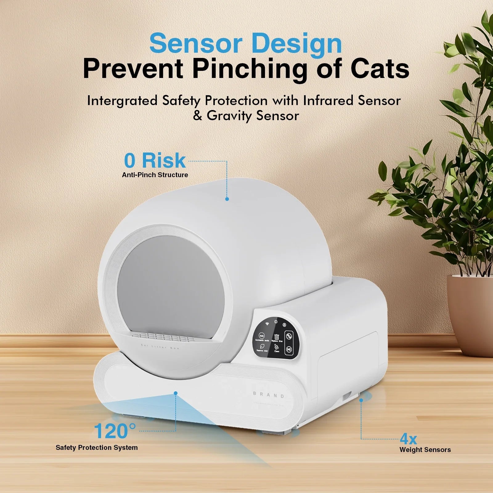 KTX-330067 WiFi Controlled Smart Cat Litter Box with 70L Capacity, Automatic Self-Cleaning, Odor Control, Dust-Free Design