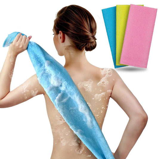 KTX-330195 Exfoliating Bath Towel with Cleaning Brush for Effective Back Scrubbing