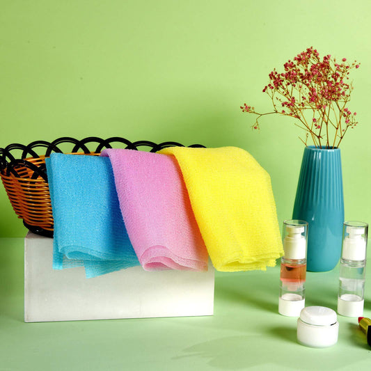 KTX-330195 Exfoliating Bath Towel with Cleaning Brush for Effective Back Scrubbing