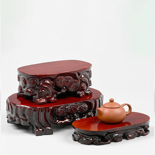 KTX-330707 Redwood and Rare Stone Handcrafted Wooden Base Ornament - Various Sizes Available