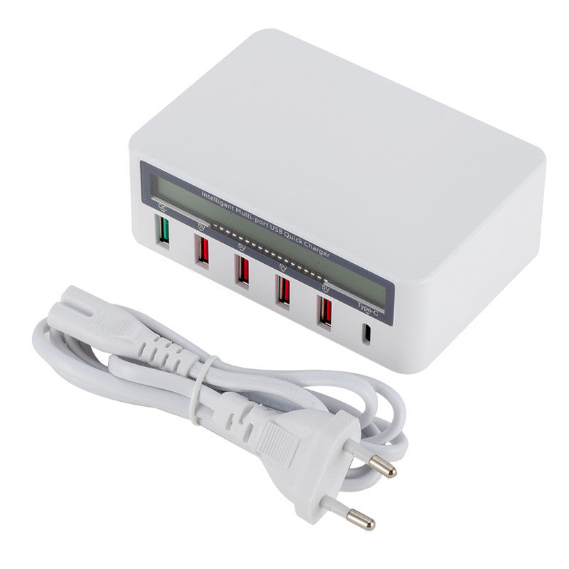KTX-330835 Multi-Port USB Charger with Smart LCD Display and QC3.0 Fast Charging - Type-C Compatible