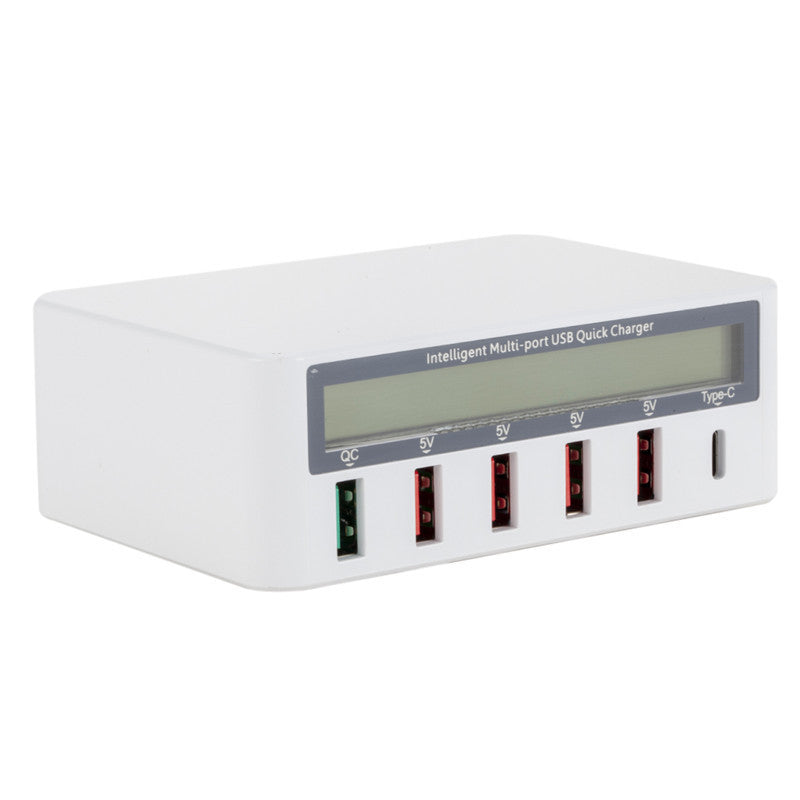 KTX-330835 Multi-Port USB Charger with Smart LCD Display and QC3.0 Fast Charging - Type-C Compatible