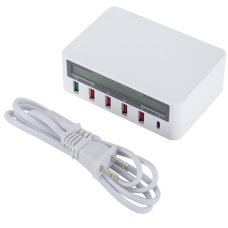 KTX-330835 Multi-Port USB Charger with Smart LCD Display and QC3.0 Fast Charging - Type-C Compatible