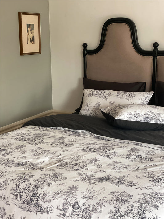 KTX-331091 Pure Cotton Knitting Printed Linen Sheet Quilt Cover Set for 1.2m to 2.0m Beds