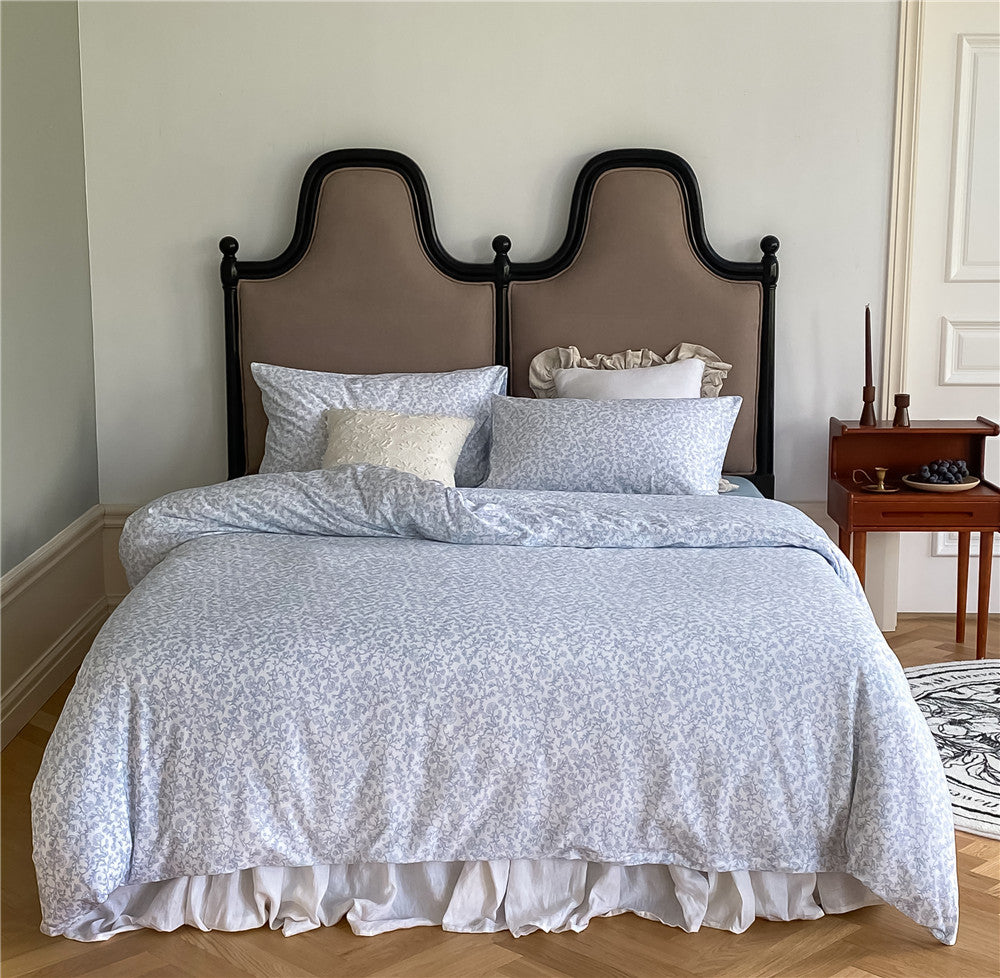 KTX-331091 Pure Cotton Knitting Printed Linen Sheet Quilt Cover Set for 1.2m to 2.0m Beds