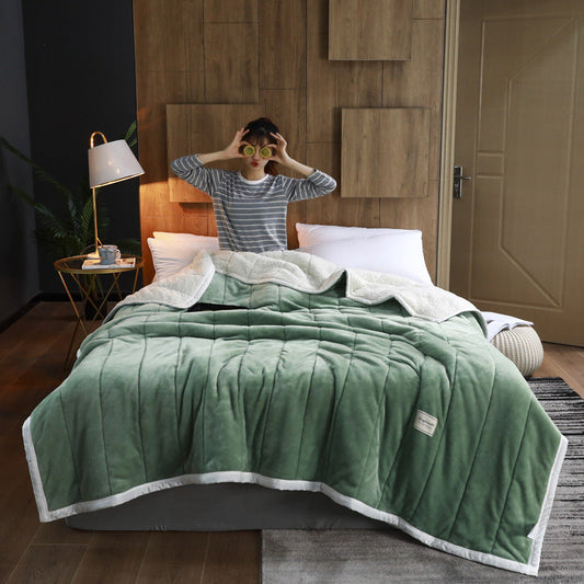 KTX-332243 Double Thick Lamb Wool Blanket in Coral Fleece - Solid Color Quilt Available in Multiple Sizes