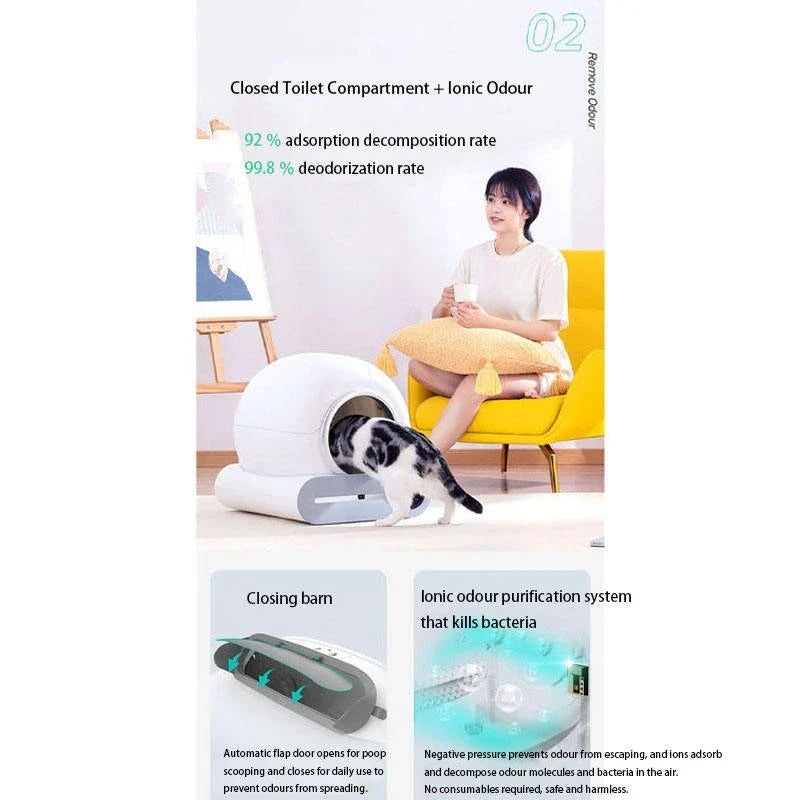 KTX-332371 Smart Automatic Self-Cleaning Cat Litter Box with APP Control and Odor-Proof Feature, Large Capacity, Easy Clean