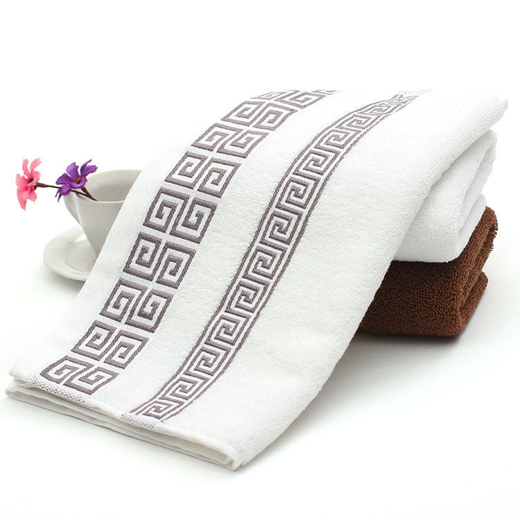 KTX-332499 Men's Minimalist Cotton Towel Gift Box Set in White, Brown, and Dark Blue - 35x75 cm