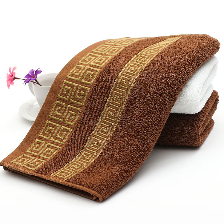 KTX-332499 Men's Minimalist Cotton Towel Gift Box Set in White, Brown, and Dark Blue - 35x75 cm