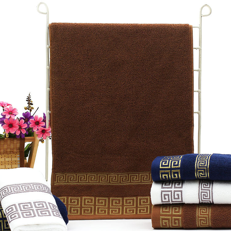 KTX-332499 Men's Minimalist Cotton Towel Gift Box Set in White, Brown, and Dark Blue - 35x75 cm