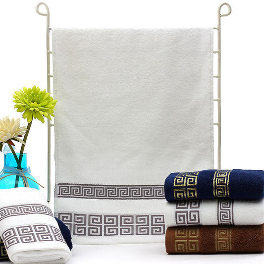 KTX-332499 Men's Minimalist Cotton Towel Gift Box Set in White, Brown, and Dark Blue - 35x75 cm