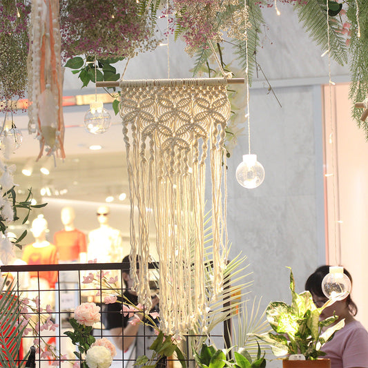 KTX-333011 Handwoven Butterfly Wave Tapestry Wall Hanging Decoration - Cotton, 40x70cm, Available in Beige, Black, Dark Coffee