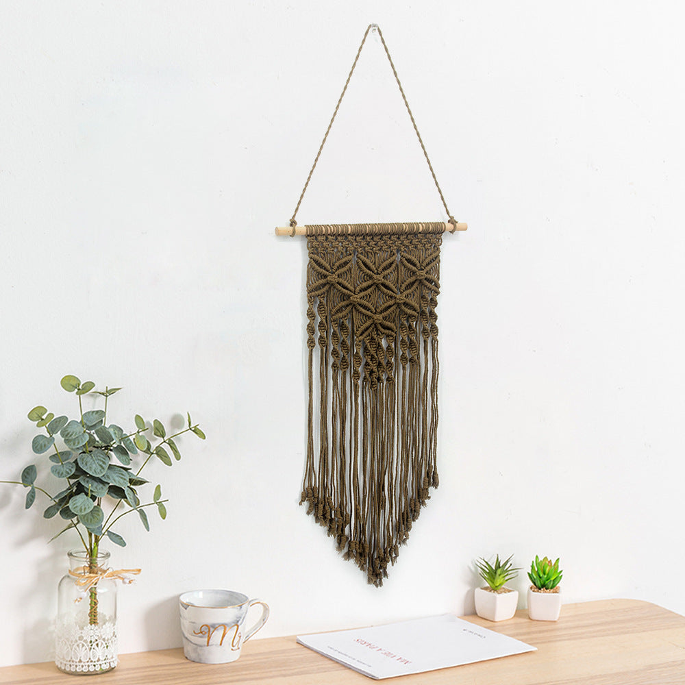KTX-333011 Handwoven Butterfly Wave Tapestry Wall Hanging Decoration - Cotton, 40x70cm, Available in Beige, Black, Dark Coffee