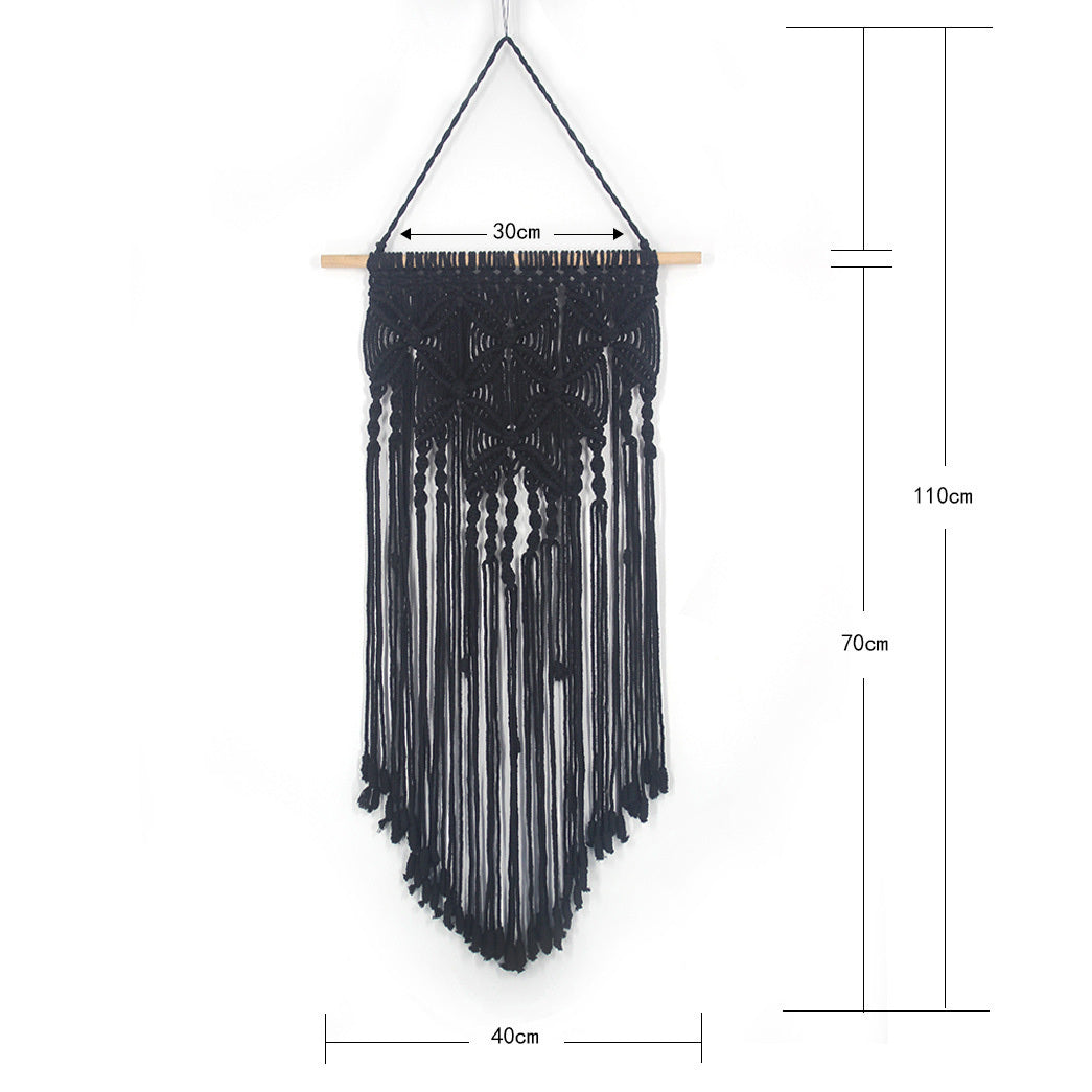 KTX-333011 Handwoven Butterfly Wave Tapestry Wall Hanging Decoration - Cotton, 40x70cm, Available in Beige, Black, Dark Coffee