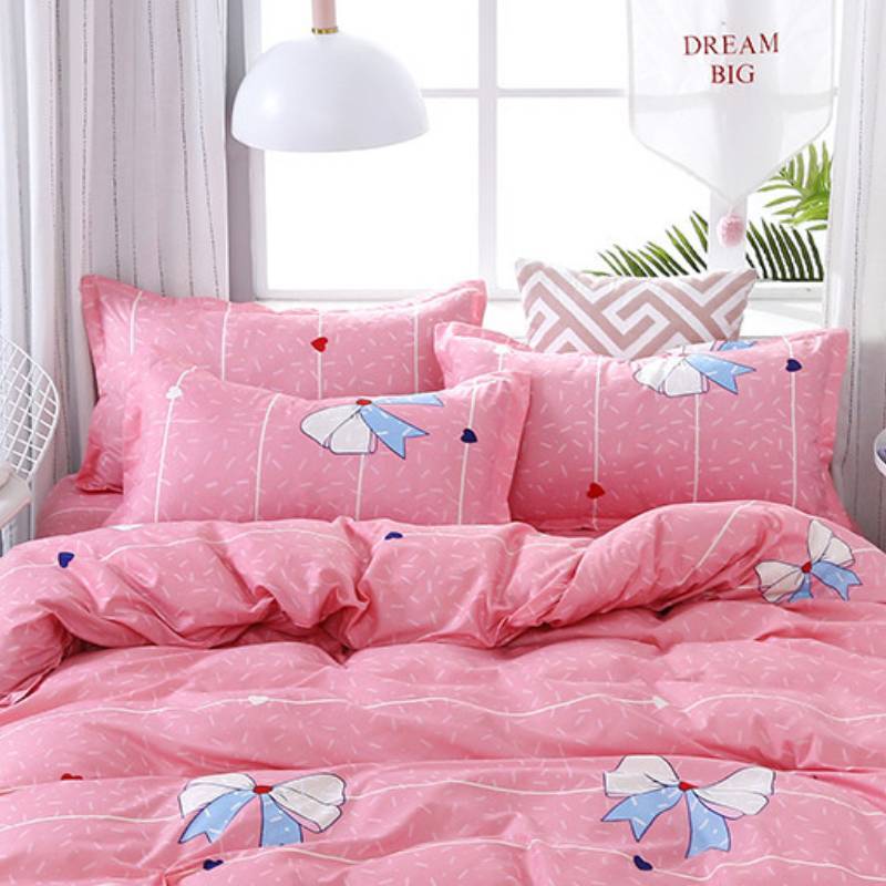 KTX-333075 Cartoon Floral Polyester Four-Piece Bedding Set with Quilt Cover and Pillowcases