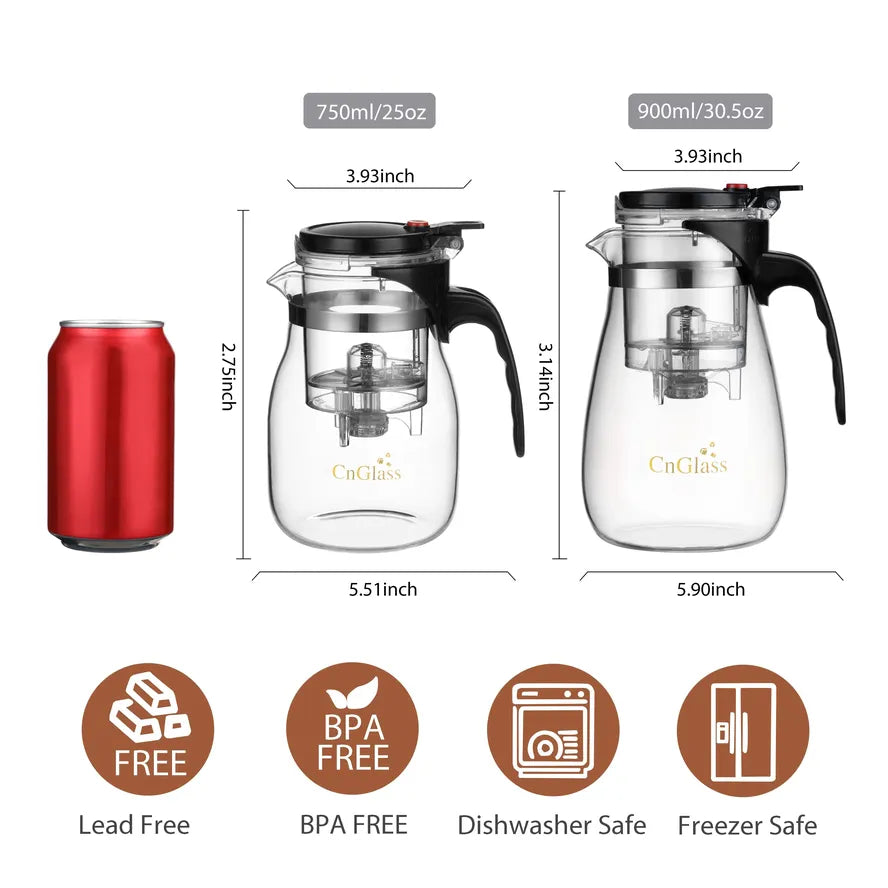 KTX-333843 Borosilicate Glass Brew Pot with Press for Coffee and Tea, Stovetop Safe, 30.5oz Capacity
