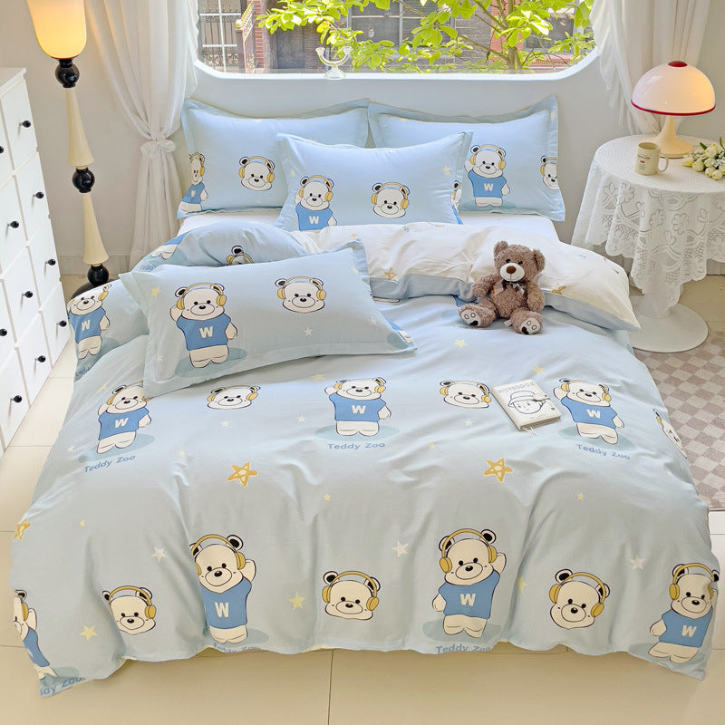 KTX-334035 Cute Cartoon Anime Duvet Cover Set in Pure Cotton – Available in Multiple Sizes