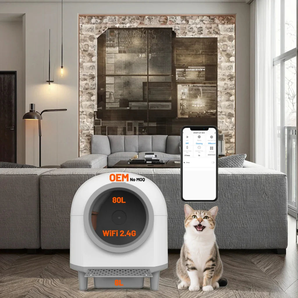 KTX-334675 Smart Self-Cleaning Cat Litter Box with Large 80L Capacity and Automatic Function