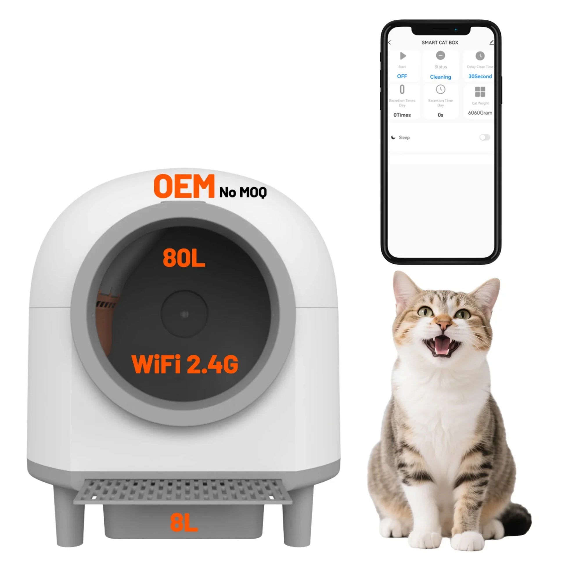 KTX-334675 Smart Self-Cleaning Cat Litter Box with Large 80L Capacity and Automatic Function