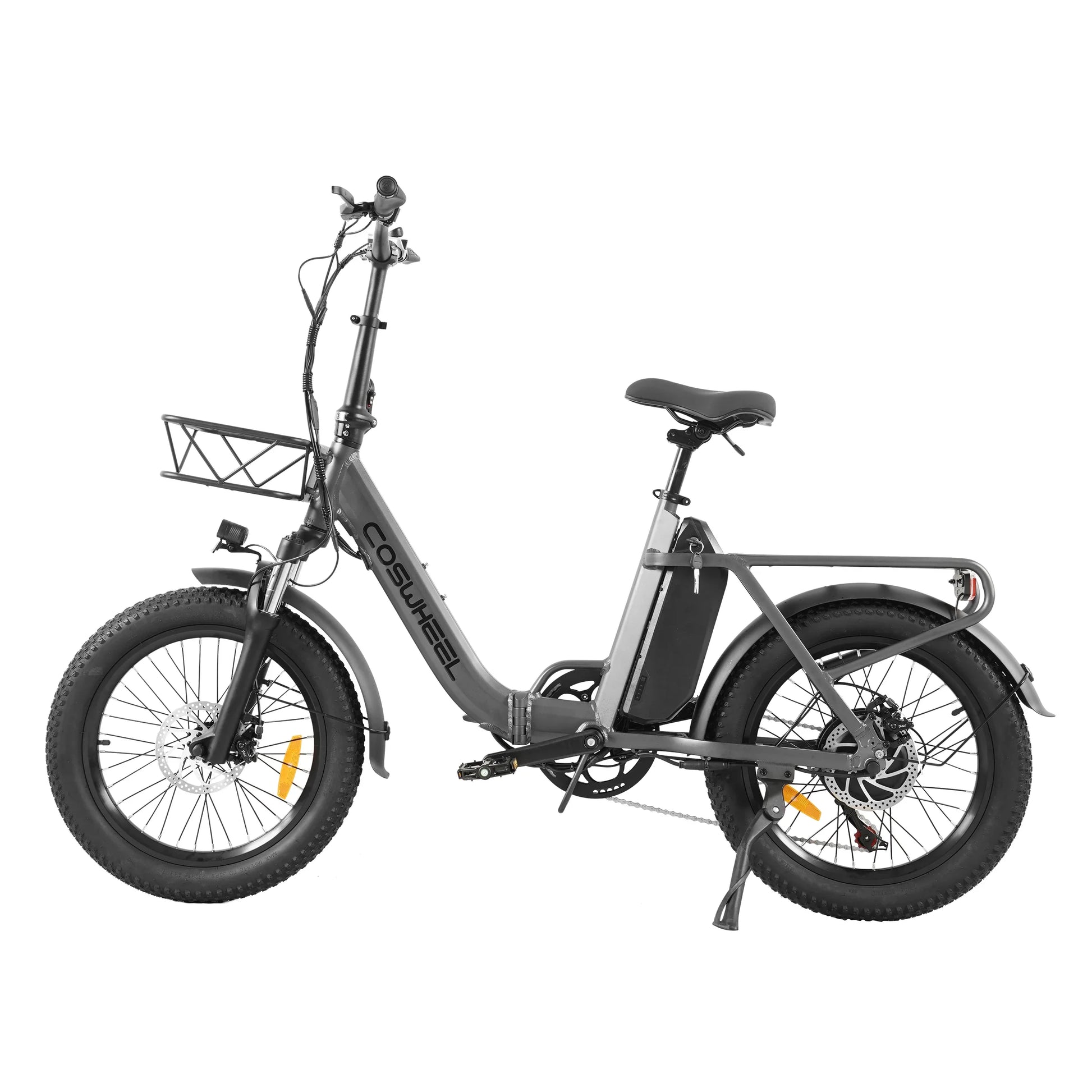 KTX-334931 20in Folding Electric Hybrid Bike with Torque Sensor, 48V 15Ah Lithium Battery, 6 Speed Fat Tires, Disc Brakes