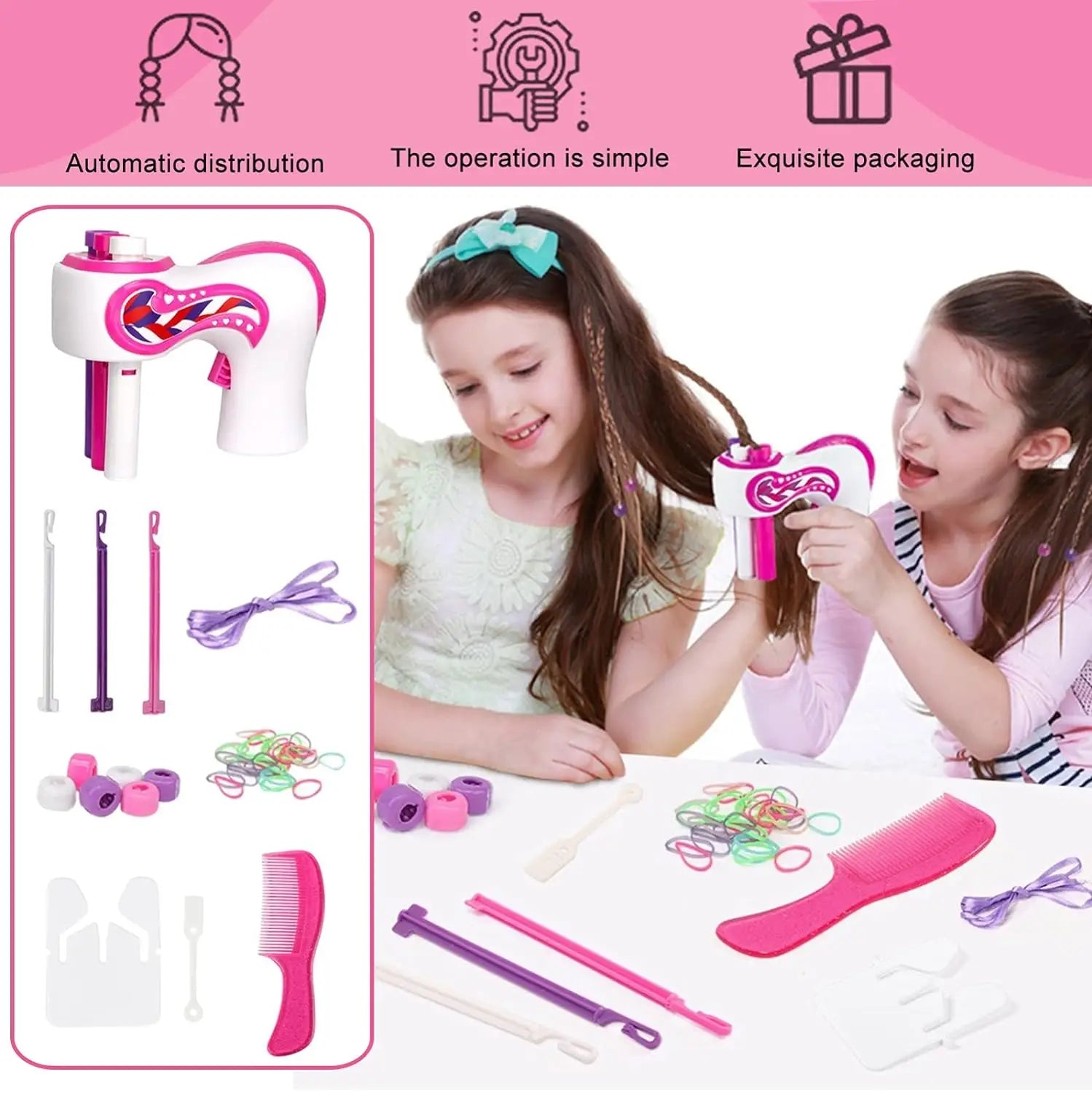 KTX-335059 Automatic Hair Braider Machine for Kids - DIY Hair Styling Salon Toy for Ages 4-14
