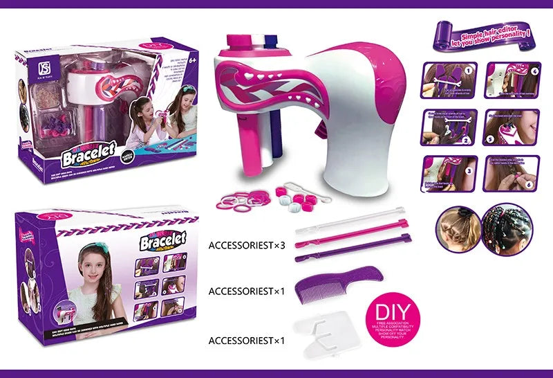 KTX-335059 Automatic Hair Braider Machine for Kids - DIY Hair Styling Salon Toy for Ages 4-14