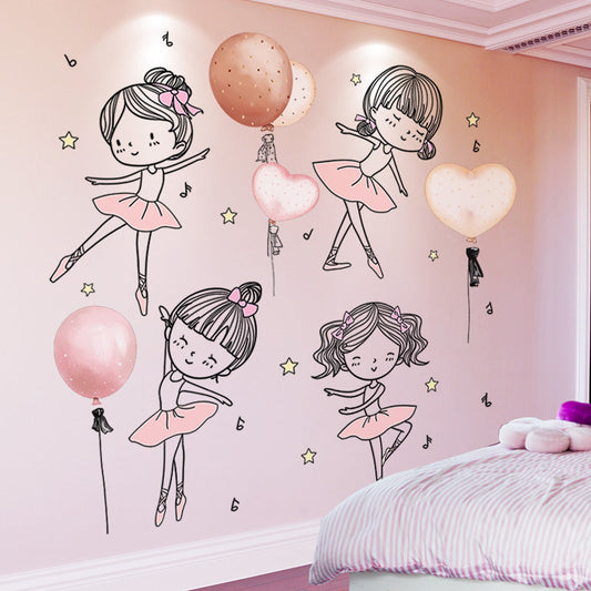 KTX-335315 Lovely Dancer 3D Stereo Wall Sticker for Bedroom - Waterproof PVC, Extra Large 104x52cm