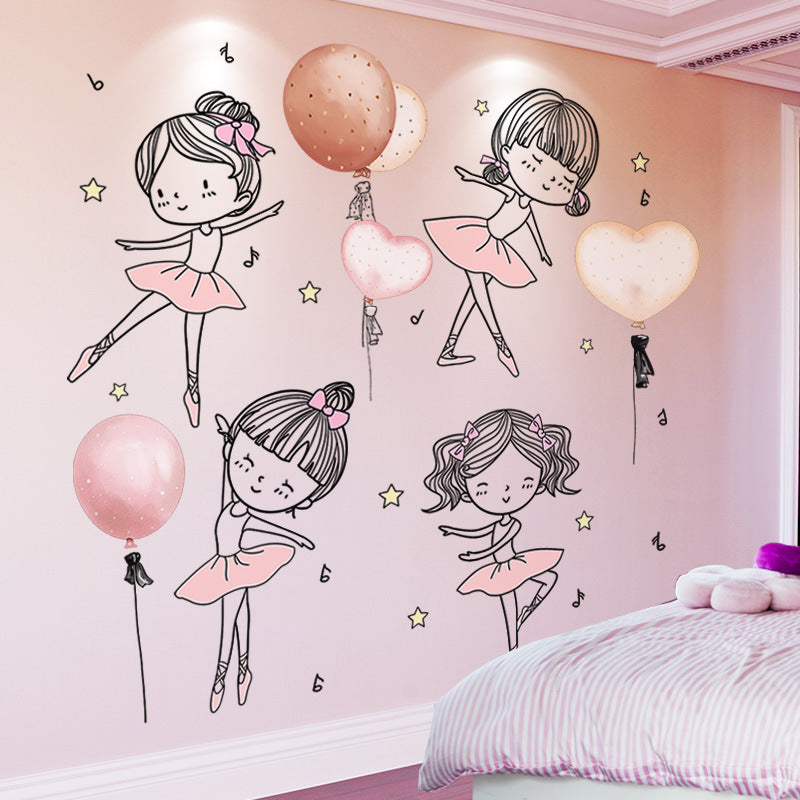 KTX-335315 Lovely Dancer 3D Stereo Wall Sticker for Bedroom - Waterproof PVC, Extra Large 104x52cm