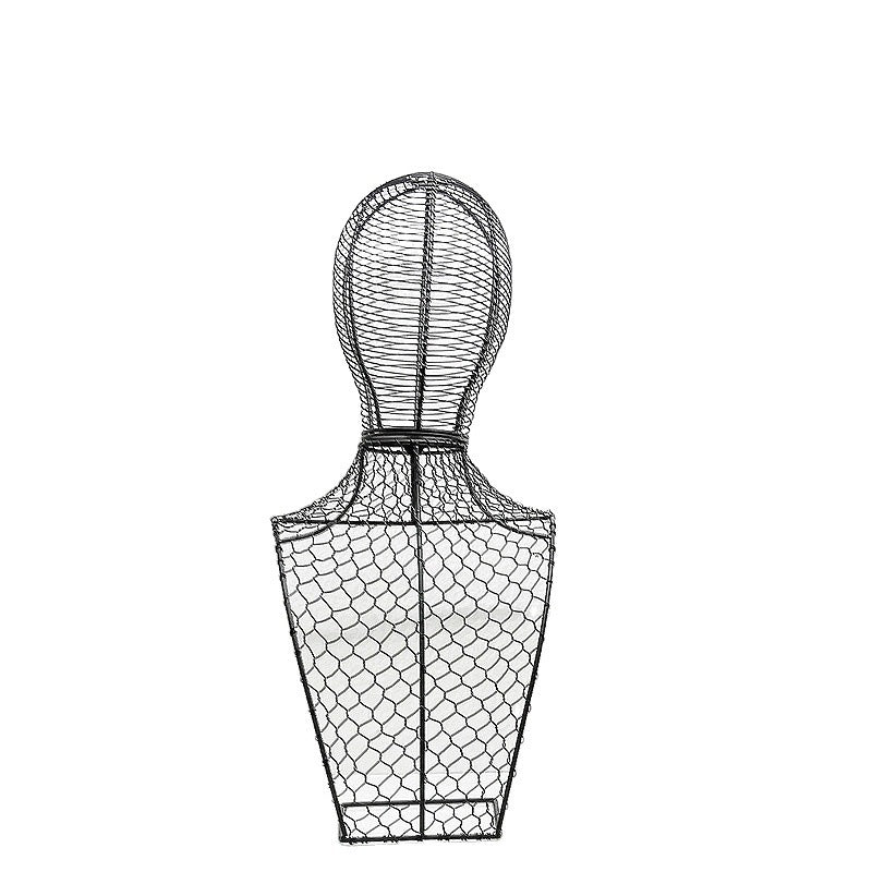 KTX-335443 Elegant Wrought Iron Half-Length Portrait Jewelry & Hat Rack in Black and Gold