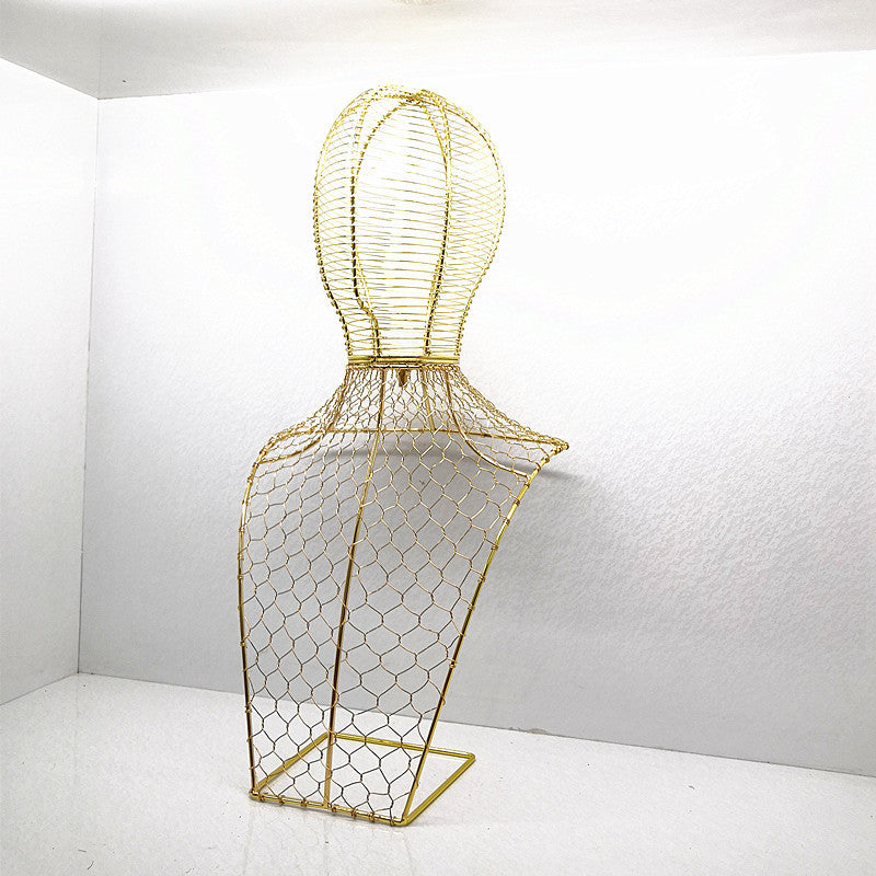 KTX-335443 Elegant Wrought Iron Half-Length Portrait Jewelry & Hat Rack in Black and Gold