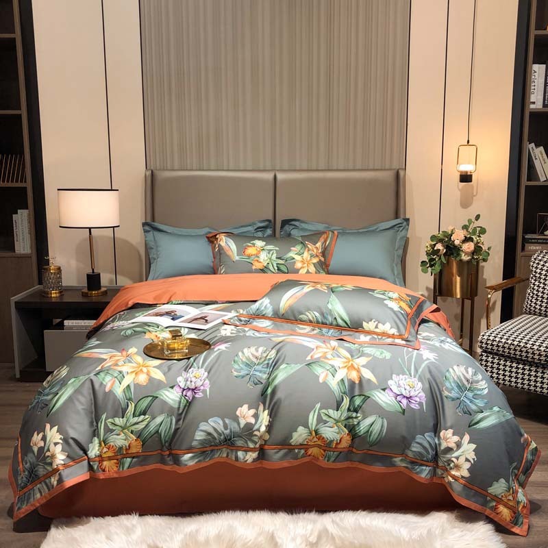 KTX-336531 Four-Piece Long-Staple Cotton Villa Quilt Cover Set for 1.5m and 1.8m Beds