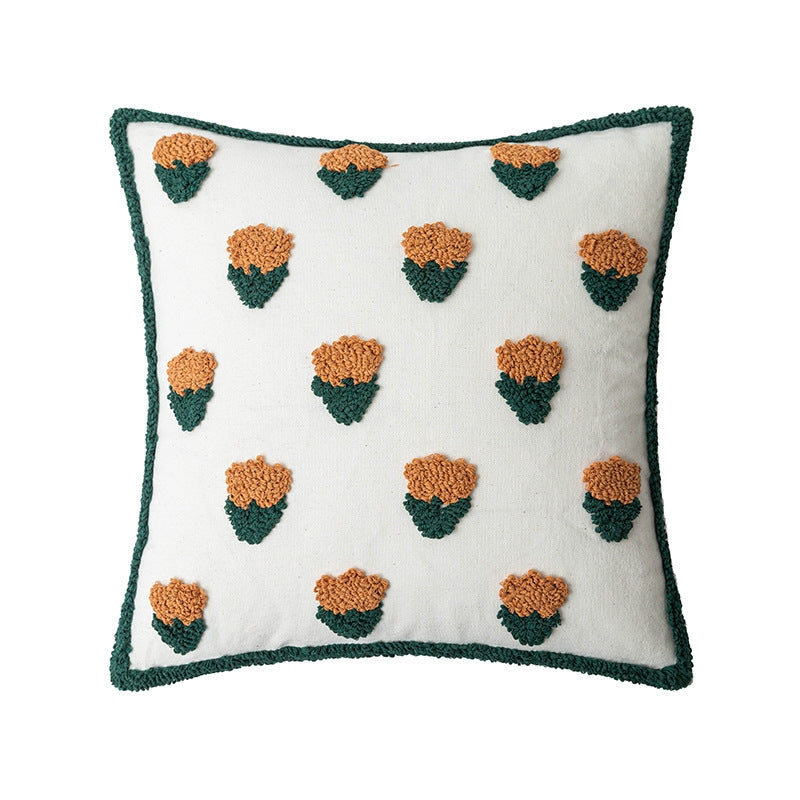 KTX-337491 Cactus and Flower Tufted Throw Pillow Cover, 45x45cm and 30x50cm Options
