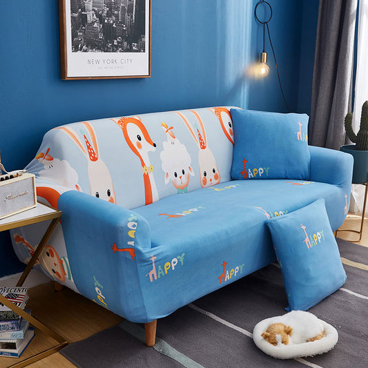 KTX-338643 Full Coverage Sofa Protector - Polyester/Cotton Furniture Cover with Elastic and Strap Design