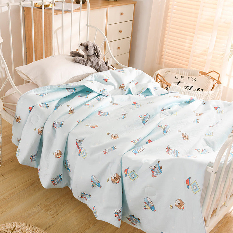 KTX-338835 Cotton Double-Layer Antibacterial Air Conditioning Quilt in Playful Designs
