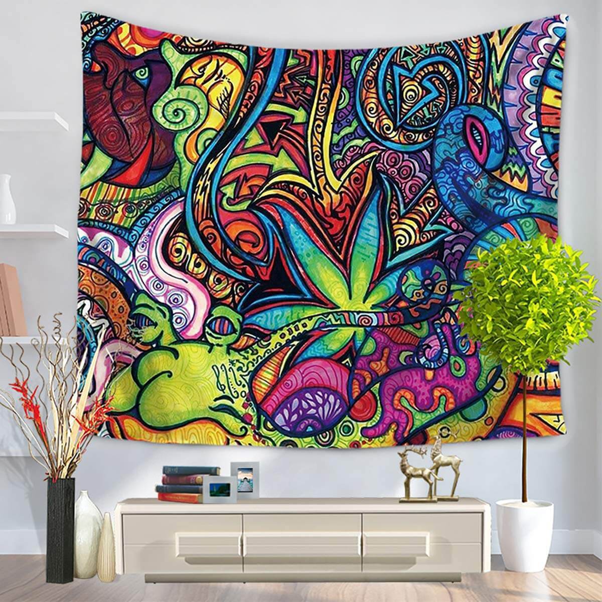 KTX-339539 Psychedelic Doodles Tapestry in Durable 100% Polyester Fabric