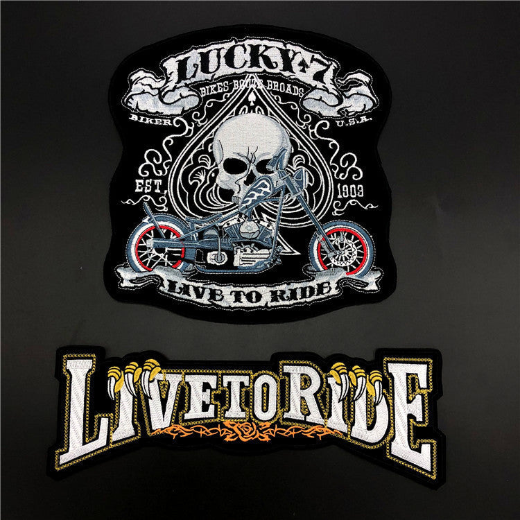 KTX-339667 Skull Design Embroidered Cloth Sticker for Accessories and Apparel