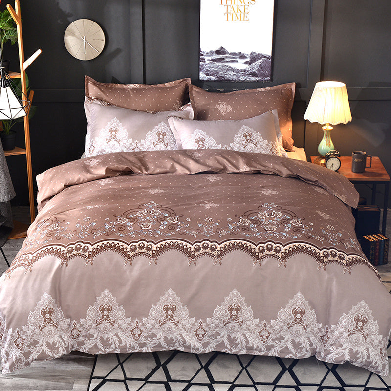 KTX-340307 Light Luxury Lace Quilt Cover Set – Multiple Sizes Available in Soft Polyester Fabric