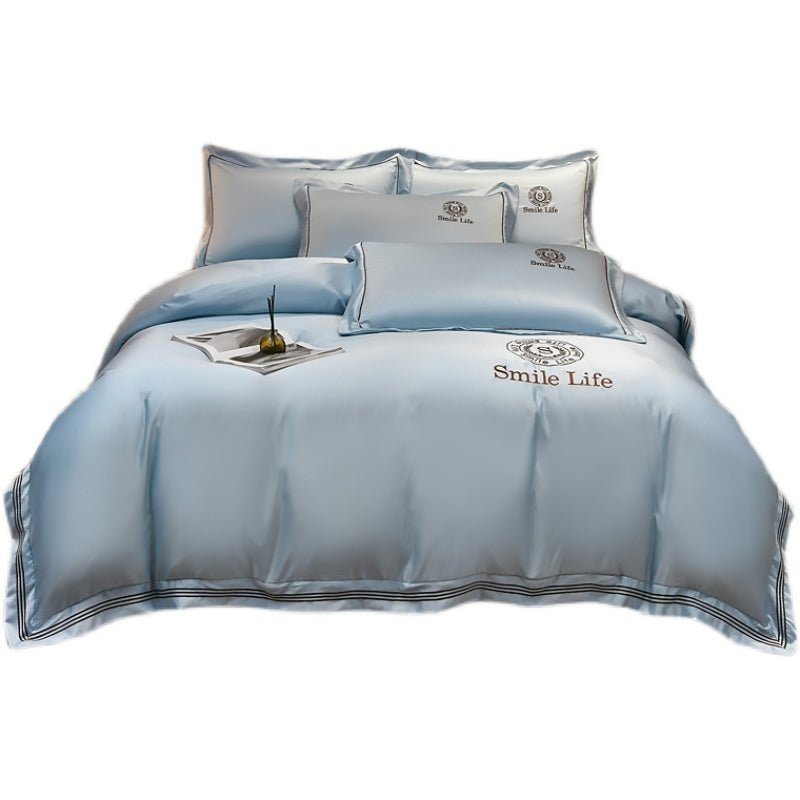 KTX-340819 Silk Satin Summer Four-Piece Bedding Set with Quilt Cover in Multiple Colors