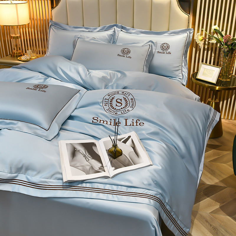 KTX-340819 Silk Satin Summer Four-Piece Bedding Set with Quilt Cover in Multiple Colors