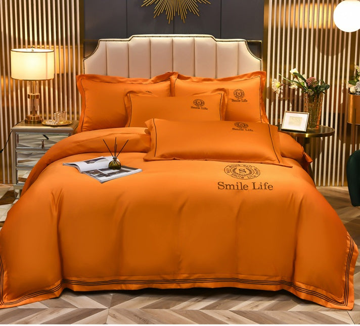 KTX-340819 Silk Satin Summer Four-Piece Bedding Set with Quilt Cover in Multiple Colors