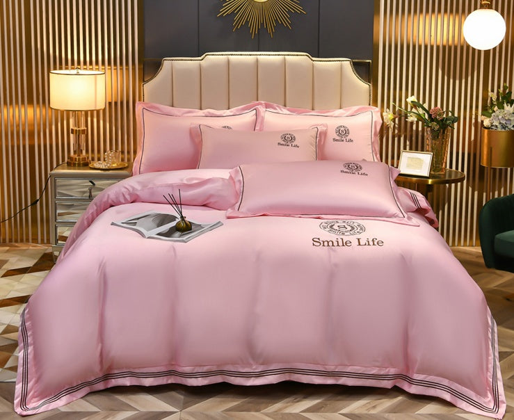 KTX-340819 Silk Satin Summer Four-Piece Bedding Set with Quilt Cover in Multiple Colors