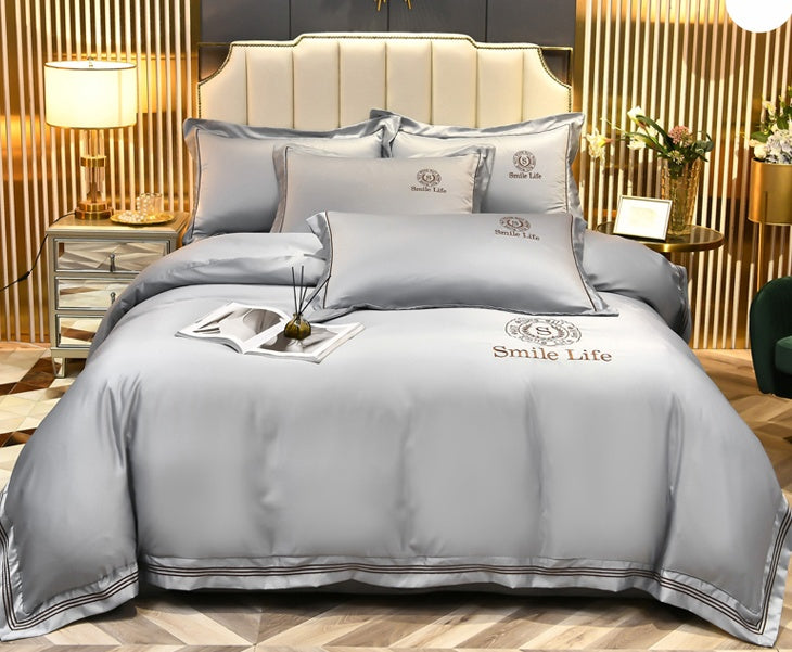 KTX-340819 Silk Satin Summer Four-Piece Bedding Set with Quilt Cover in Multiple Colors