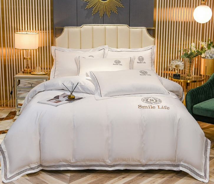 KTX-340819 Silk Satin Summer Four-Piece Bedding Set with Quilt Cover in Multiple Colors